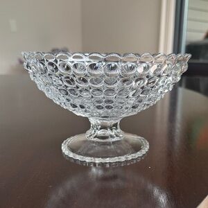 EAPG Vintage Thousand Eye Clear Glass Compote by Richards & Hartley